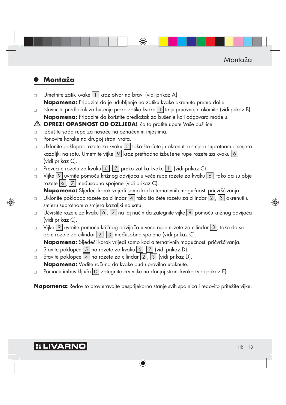 Montaža | Livarno Z29526A User Manual | Page 13 / 22