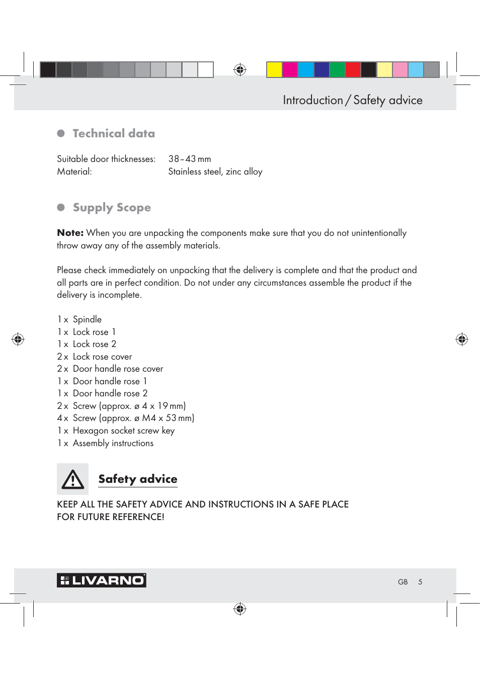 Introduction / safety advice | Livarno Z29526A User Manual | Page 5 / 22