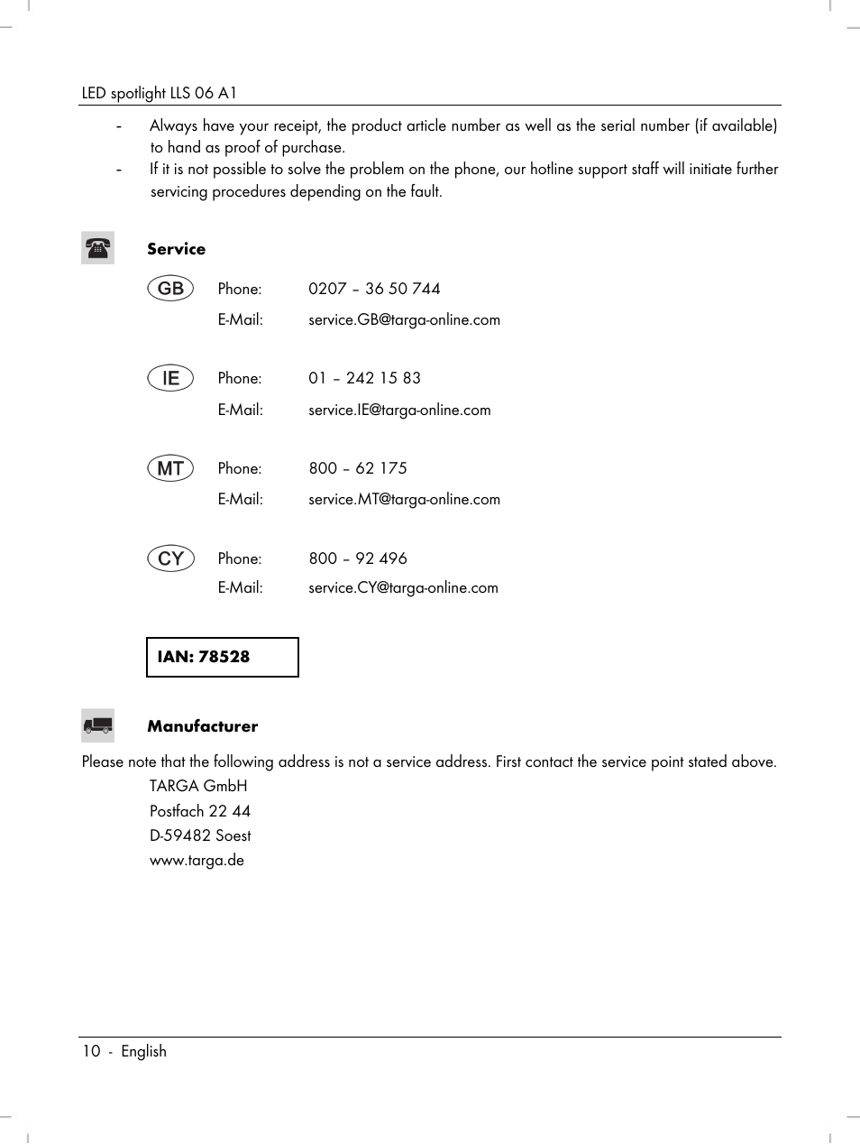 Livarno LLS 06 A1 User Manual | Page 12 / 40