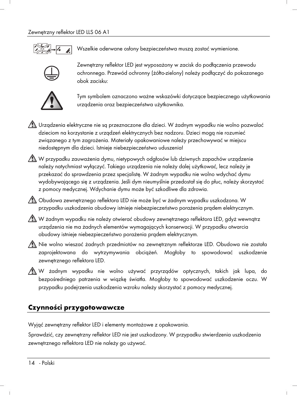 Czynności przygotowawcze | Livarno LLS 06 A1 User Manual | Page 16 / 40