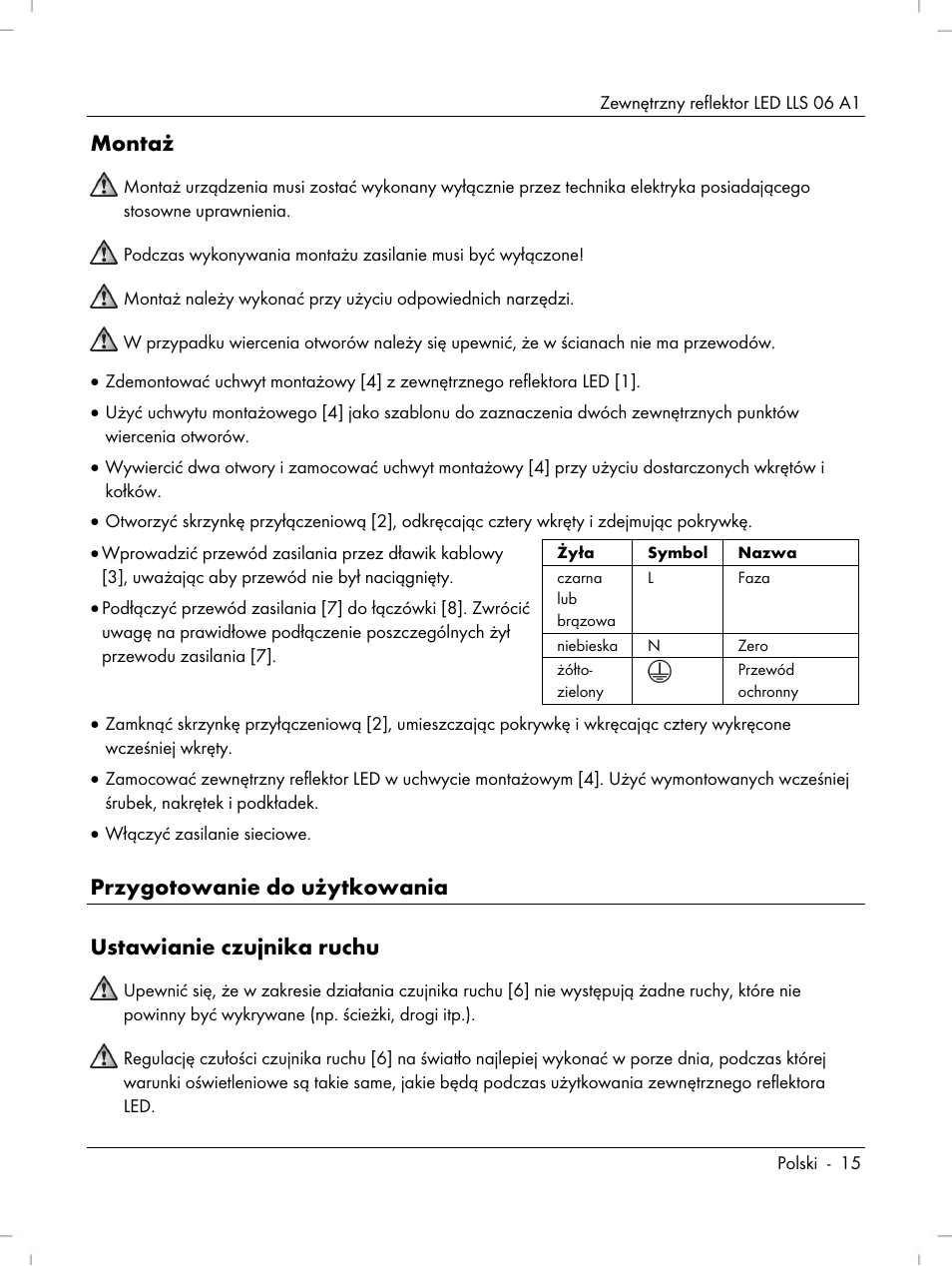 Montaż | Livarno LLS 06 A1 User Manual | Page 17 / 40