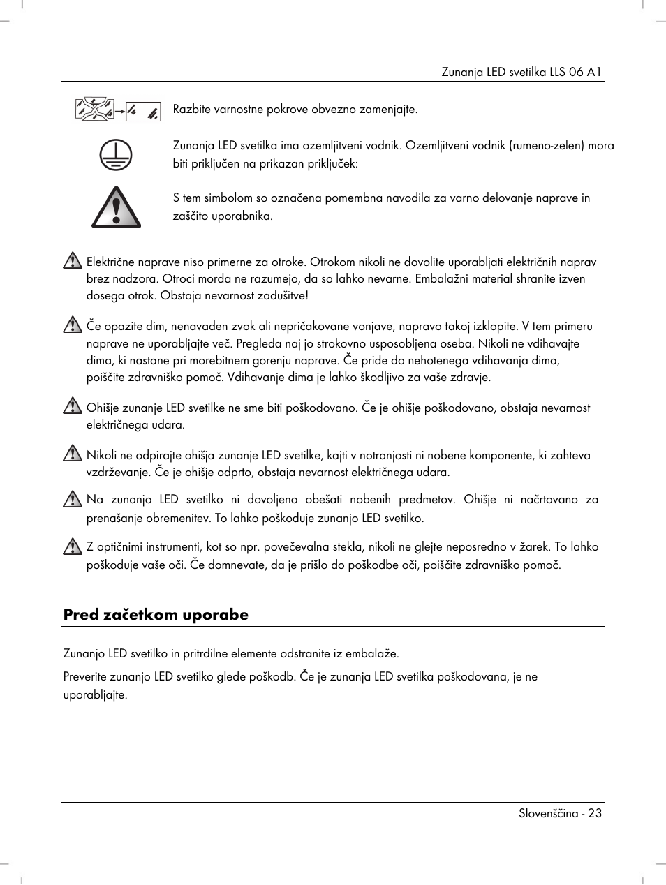 Pred začetkom uporabe | Livarno LLS 06 A1 User Manual | Page 25 / 40