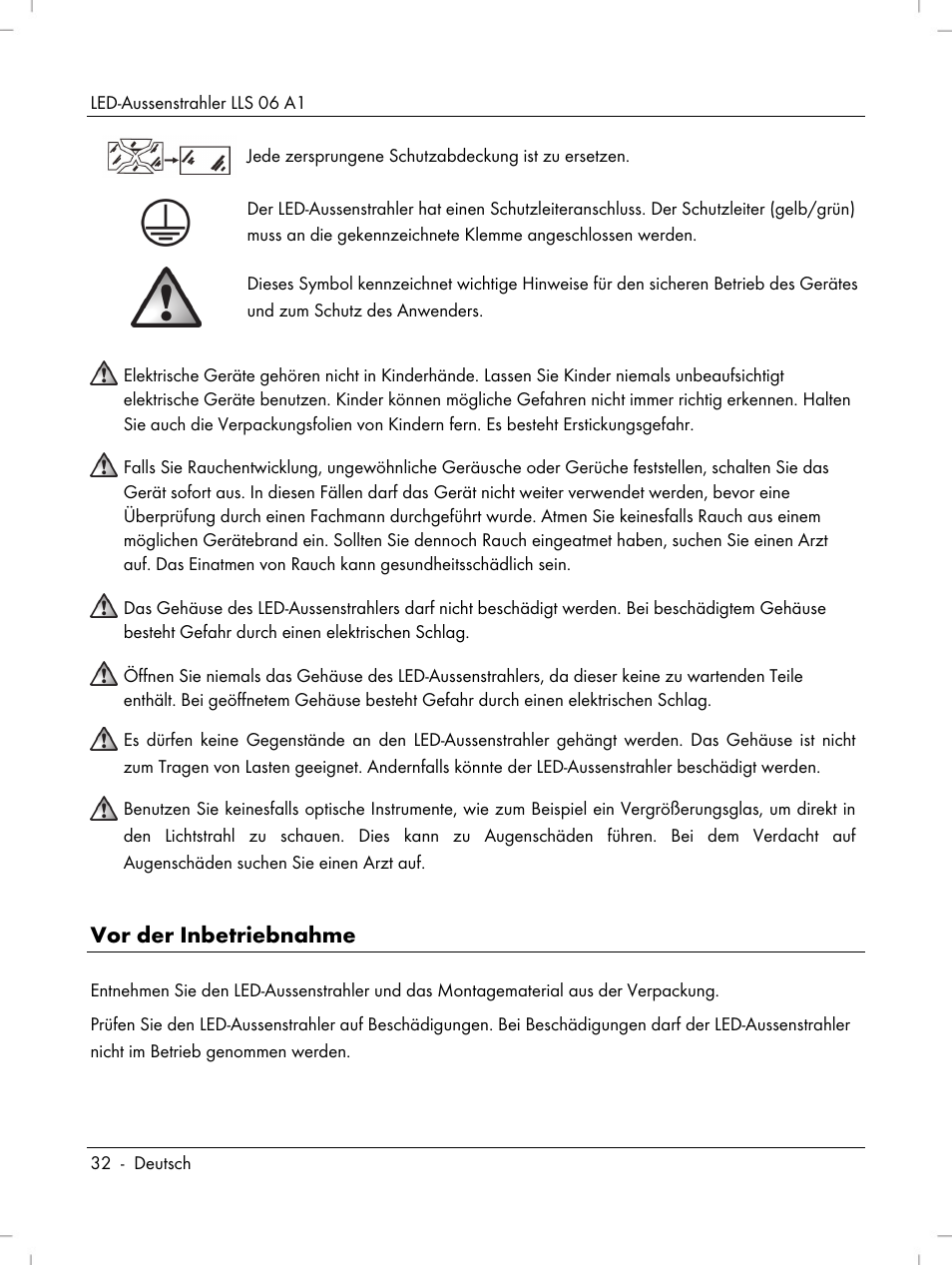 Vor der inbetriebnahme | Livarno LLS 06 A1 User Manual | Page 34 / 40