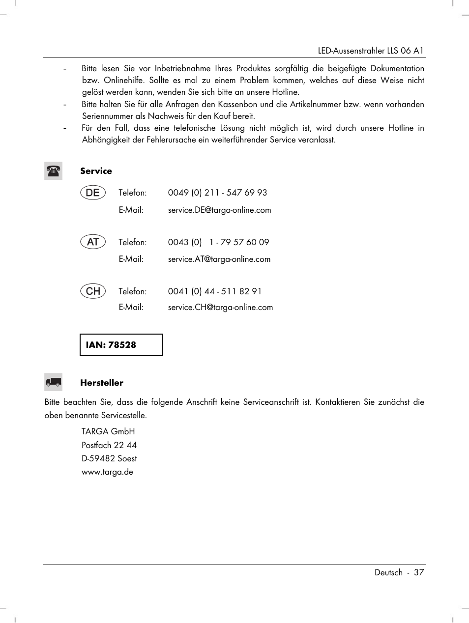 Livarno LLS 06 A1 User Manual | Page 39 / 40