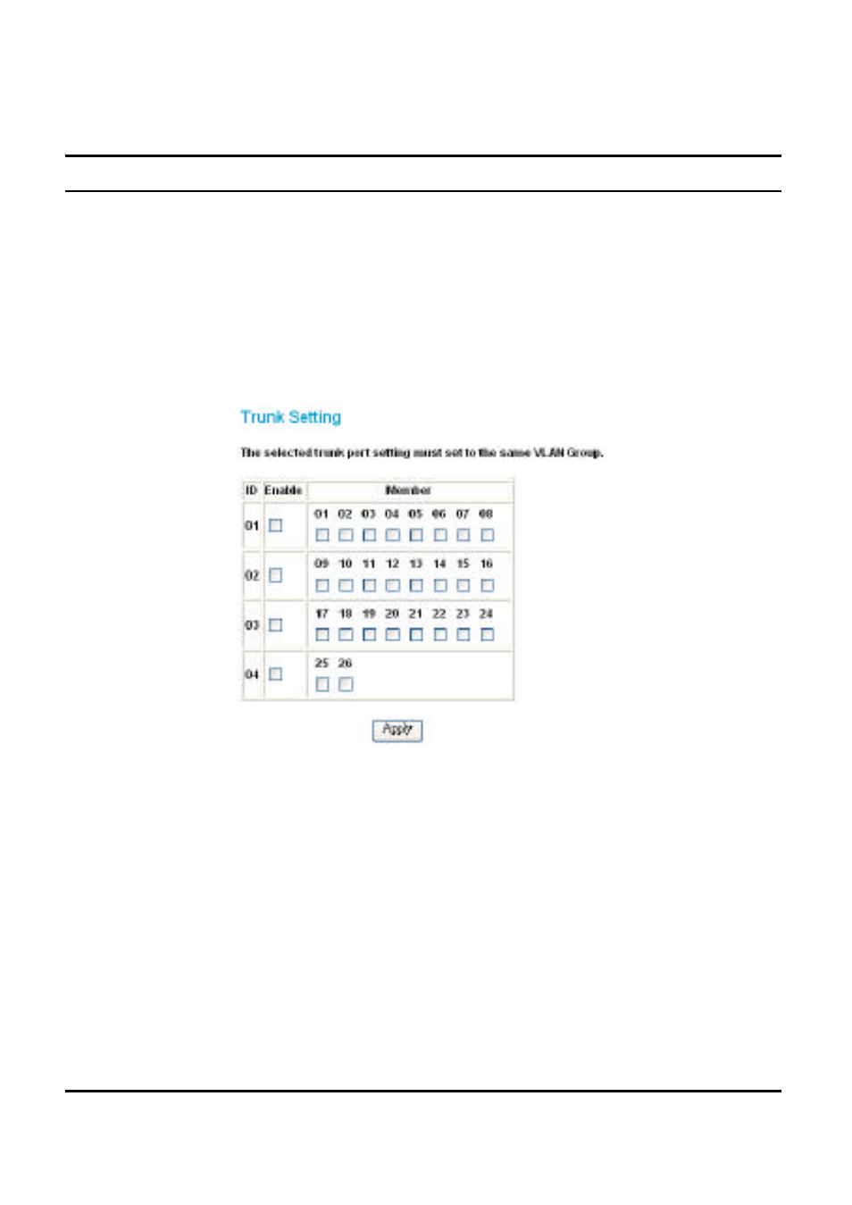 Trunk setting | D-Link DES-1526 User Manual | Page 44 / 93