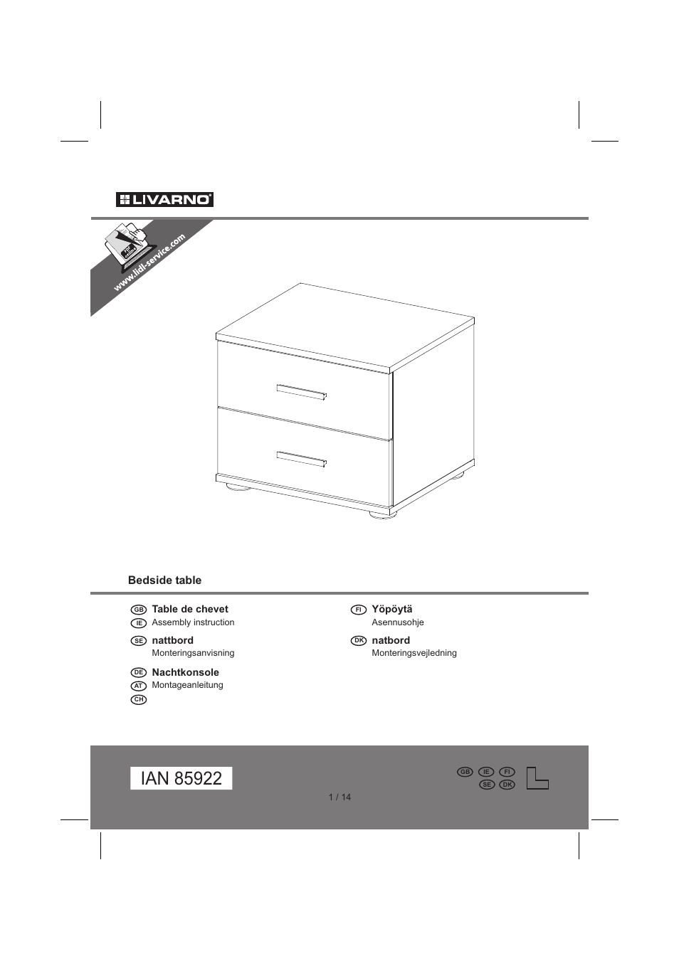 Livarno BEDSIDE CHEST User Manual | 14 pages