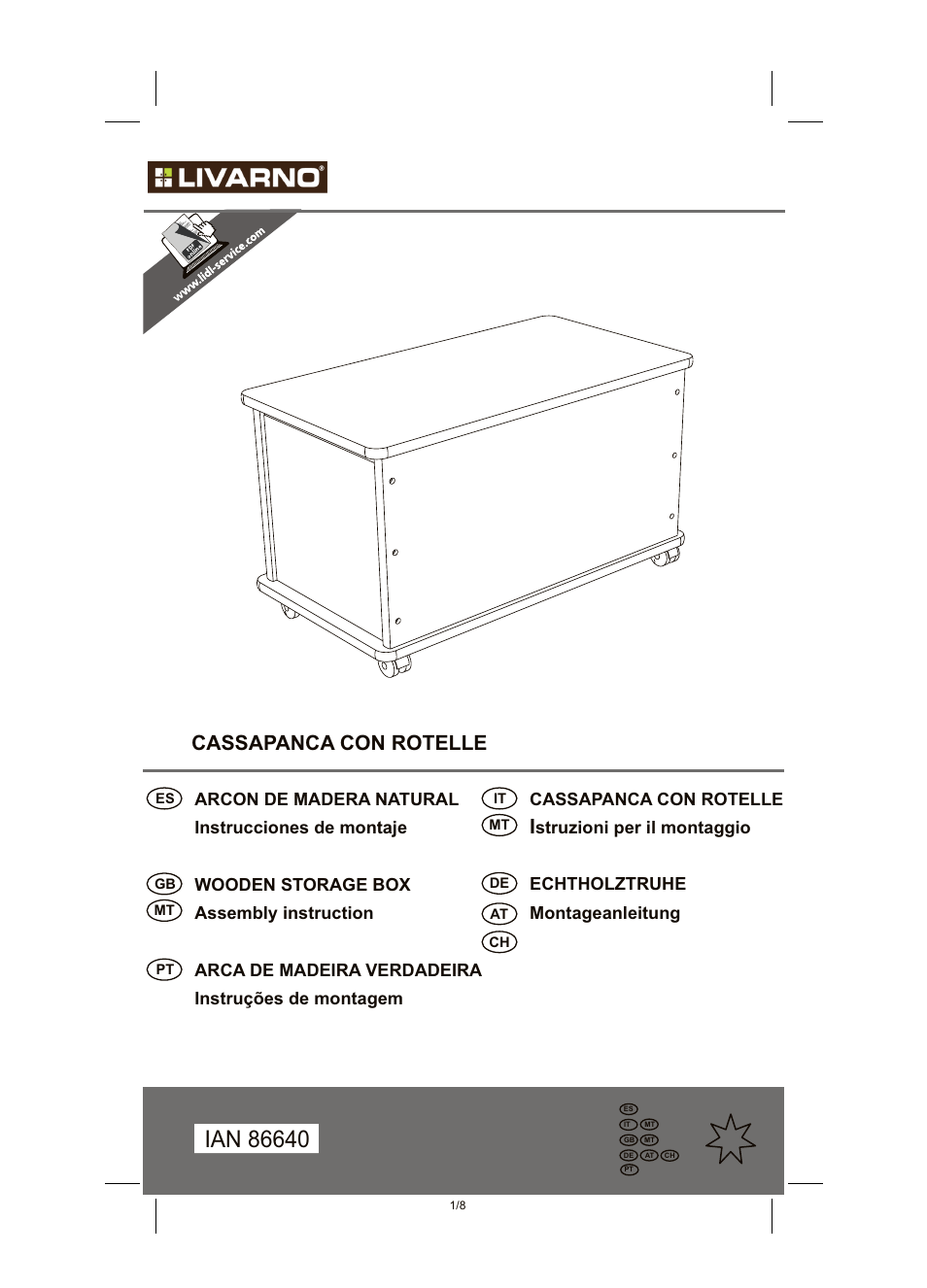 Livarno WOODEN CHEST User Manual | 8 pages