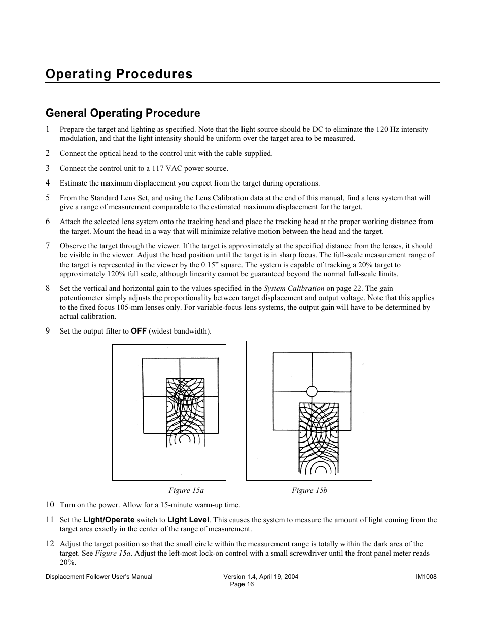Operating procedures, General operating procedure | Diversified Ceramics DISPLACEMENT FOLLOWER 5100 User Manual | Page 18 / 28