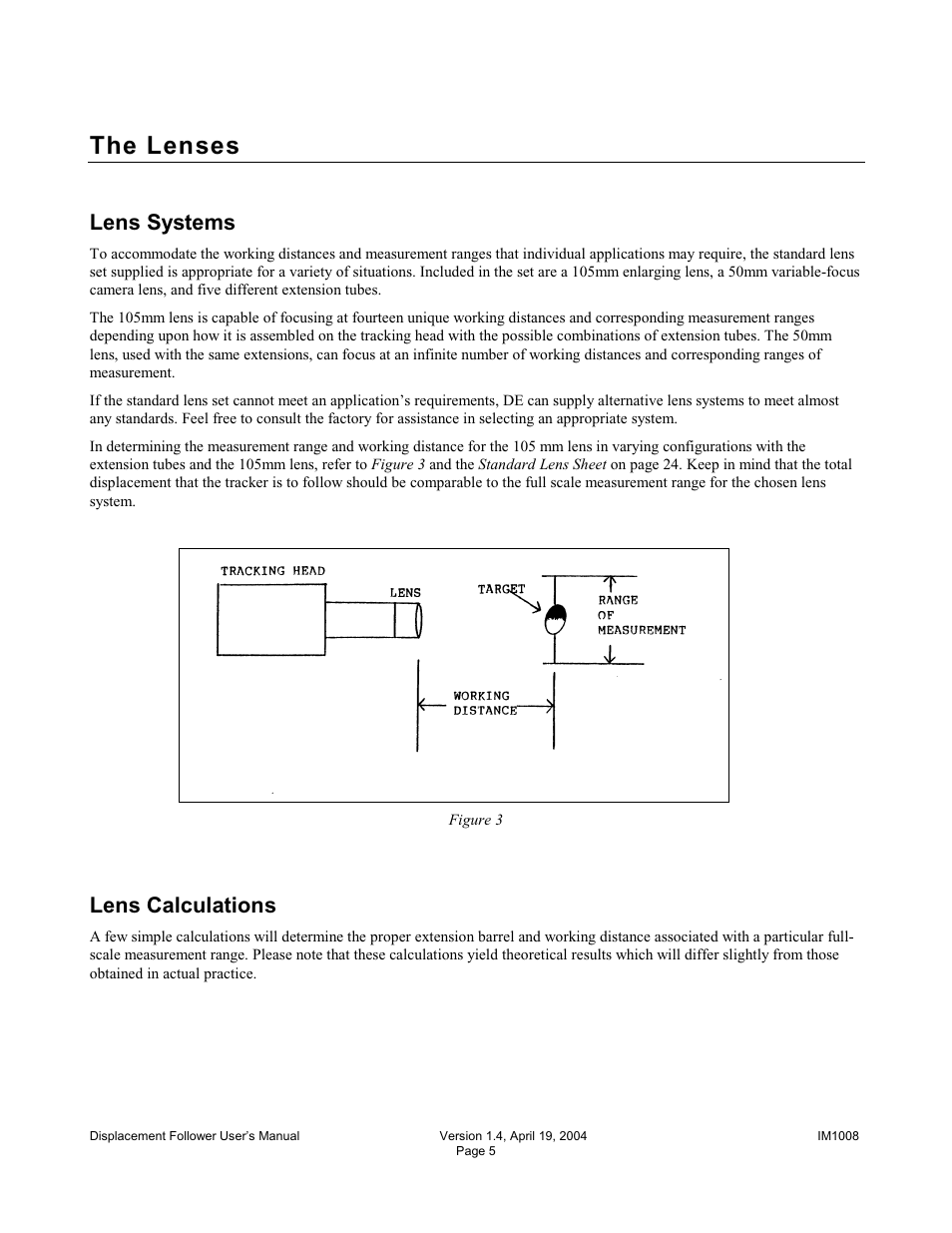 The lenses, Lens systems, Lens calculations | Diversified Ceramics DISPLACEMENT FOLLOWER 5100 User Manual | Page 7 / 28