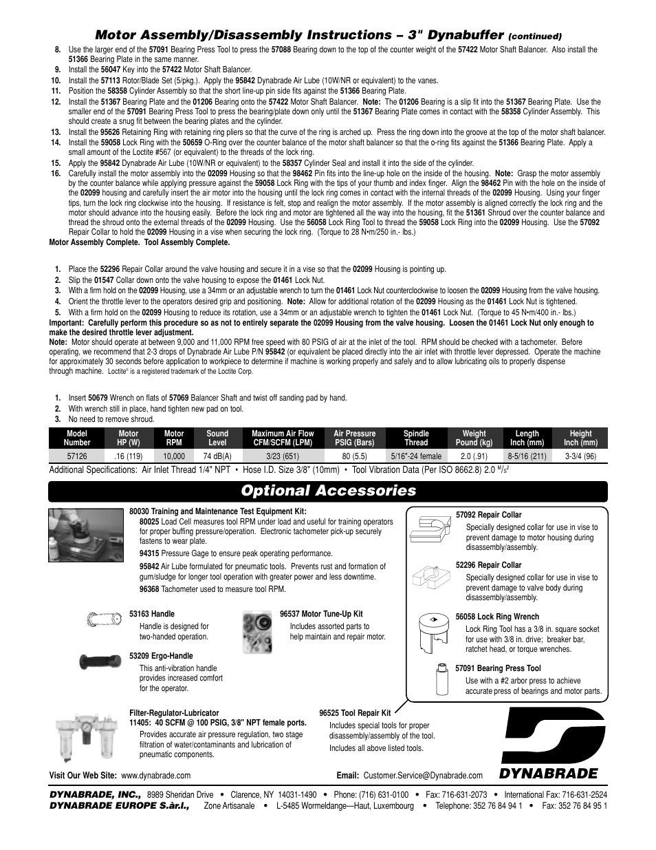 Optional accessories, Dynabrade | Dynabrade DYNABUFFER 57126 User Manual | Page 4 / 4