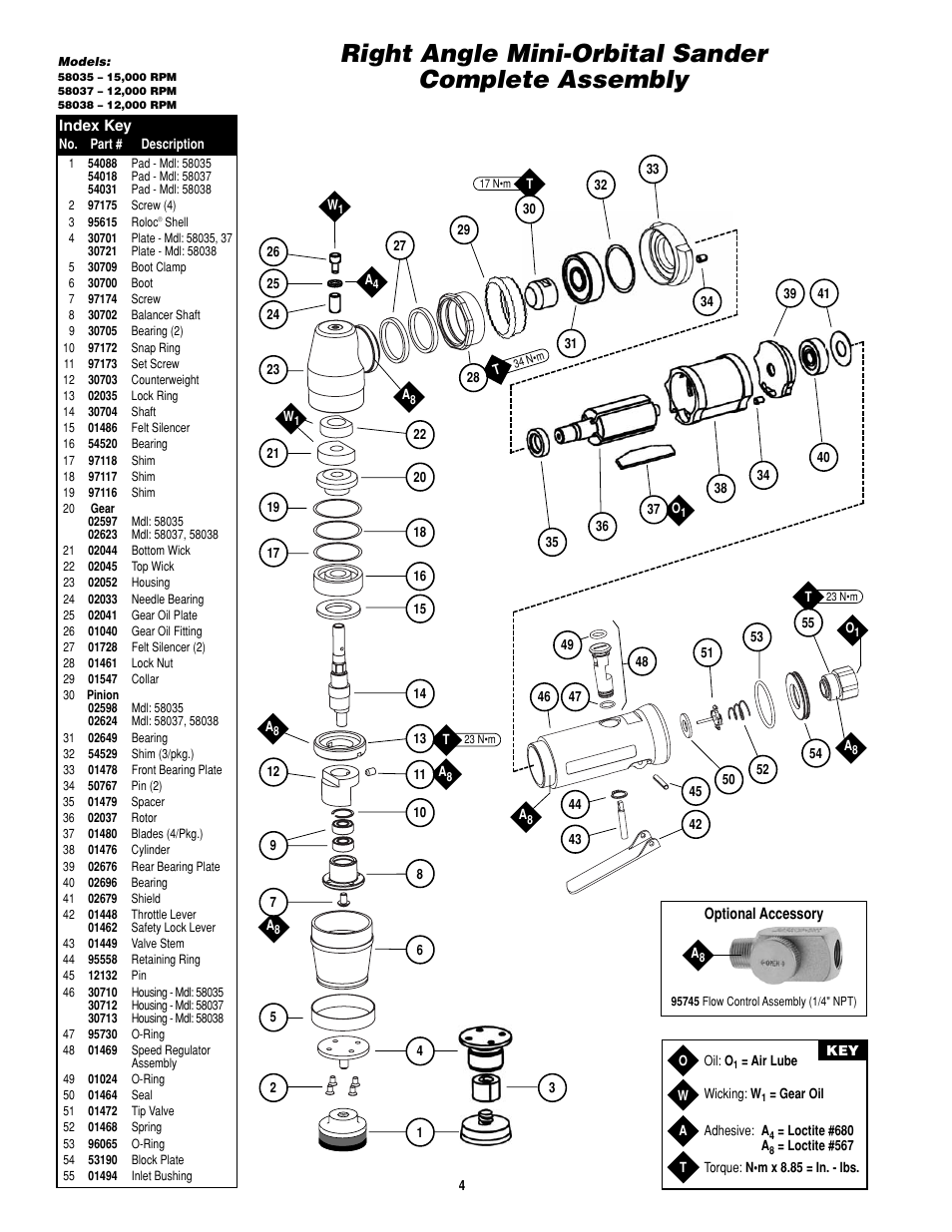 Right angle mini-orbital sander complete assembly | Dynabrade PD0502 User Manual | Page 4 / 8