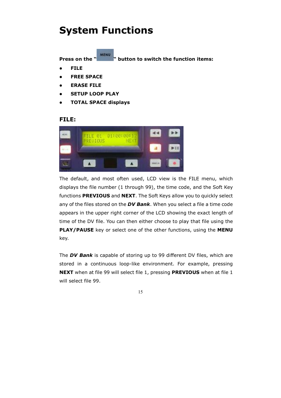 System functions | Datavideo DV Bank User Manual | Page 16 / 28