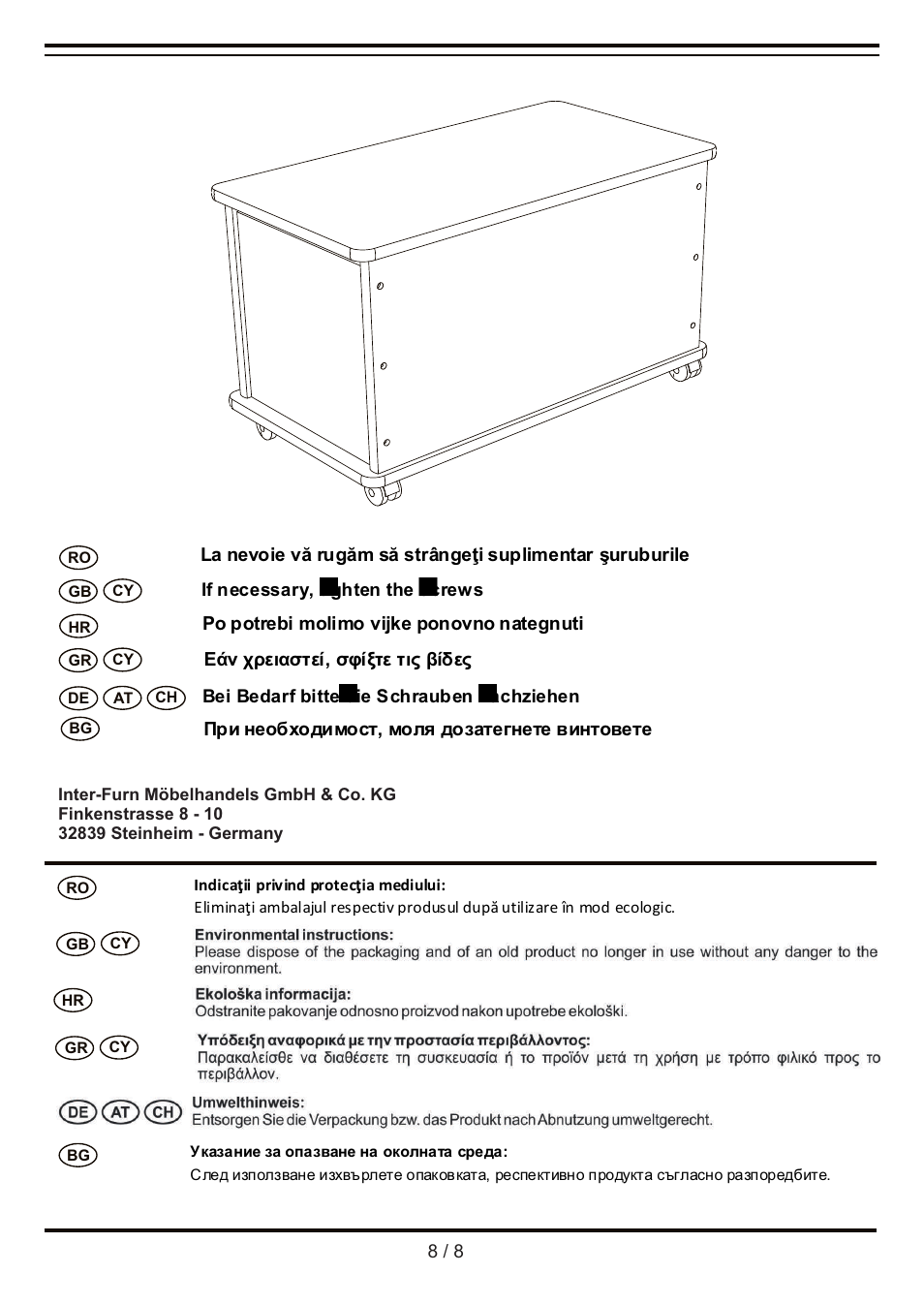 Livarno WOODEN CHEST User Manual | Page 8 / 8