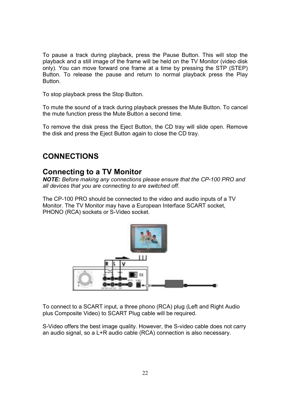 Connections, Connecting to a tv monitor | Datavideo CP-100 PRO User Manual | Page 23 / 30