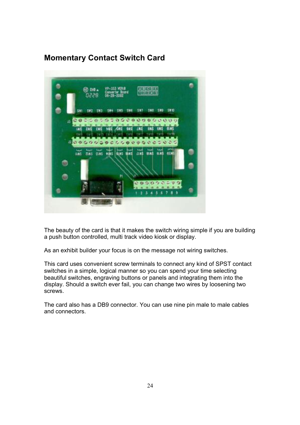 Momentary contact switch card | Datavideo CP-100 PRO User Manual | Page 25 / 30