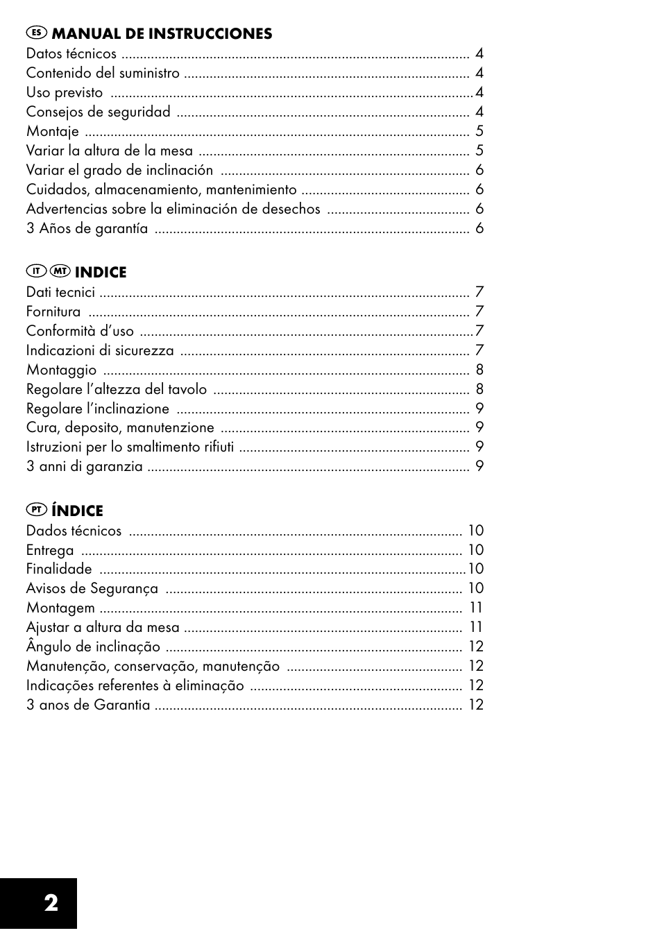 Livarno TILTING TABLE User Manual | Page 2 / 20