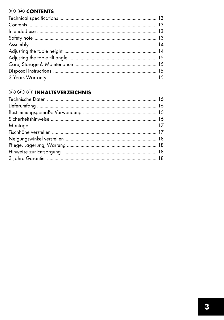 Livarno TILTING TABLE User Manual | Page 3 / 20