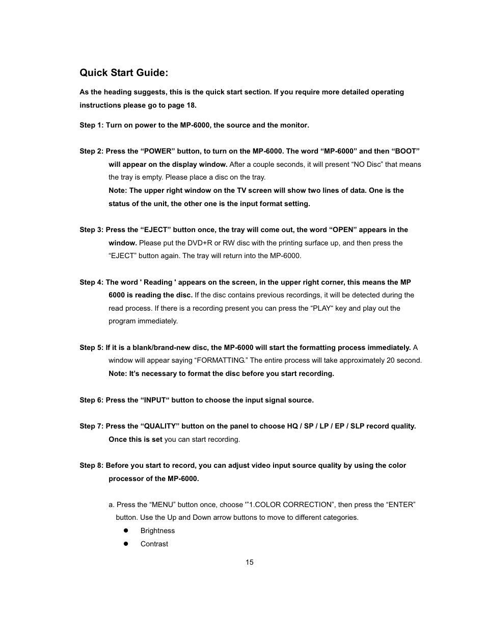 Quick start guide | Datavideo MP-6000 Mk2 User Manual | Page 16 / 49