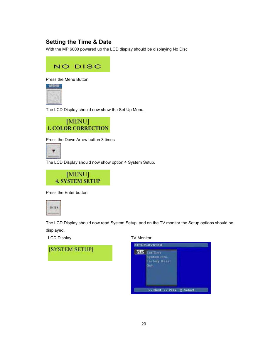 Setting the time & date | Datavideo MP-6000 Mk2 User Manual | Page 21 / 49