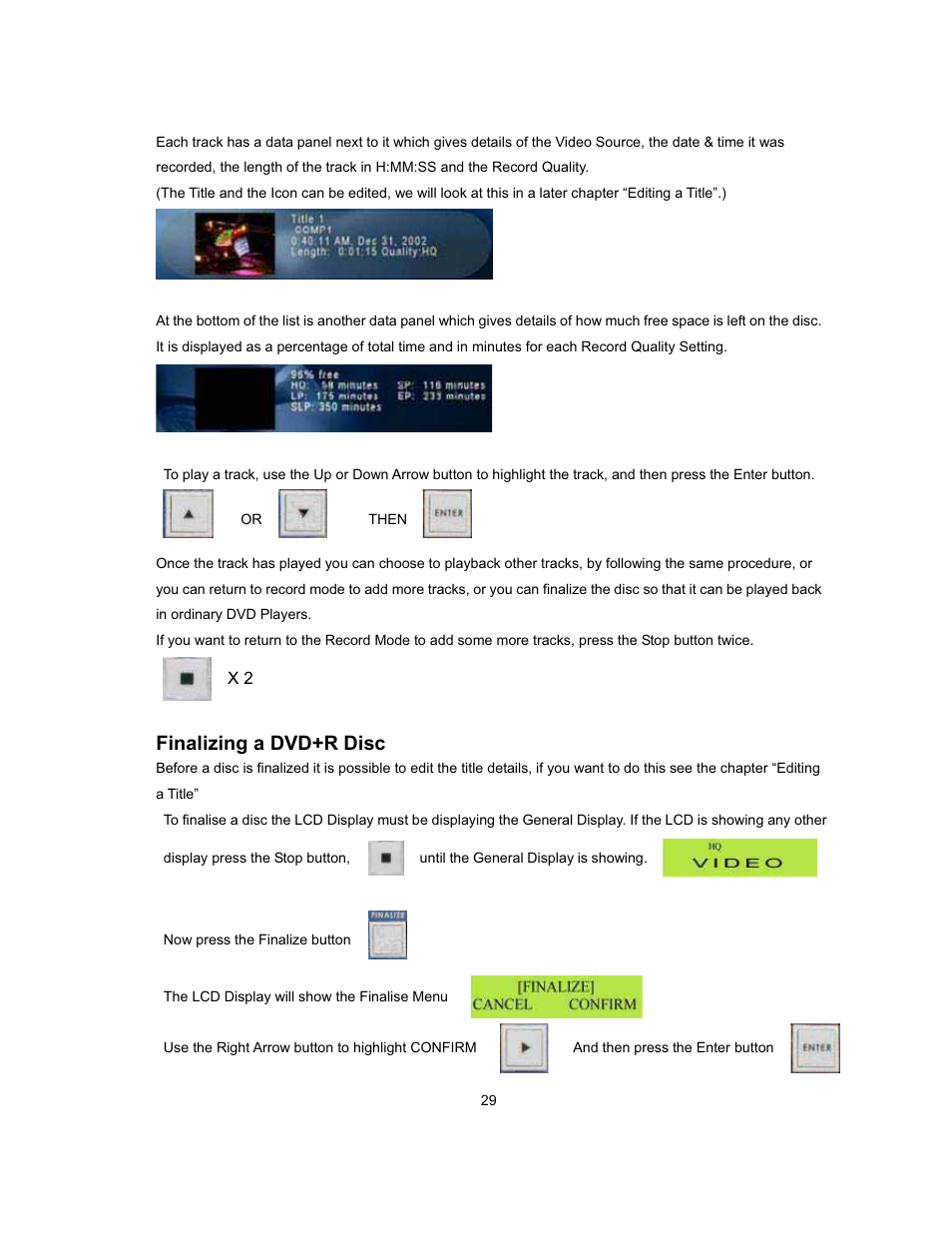 Finalizing a dvd+r disc | Datavideo MP-6000 Mk2 User Manual | Page 30 / 49