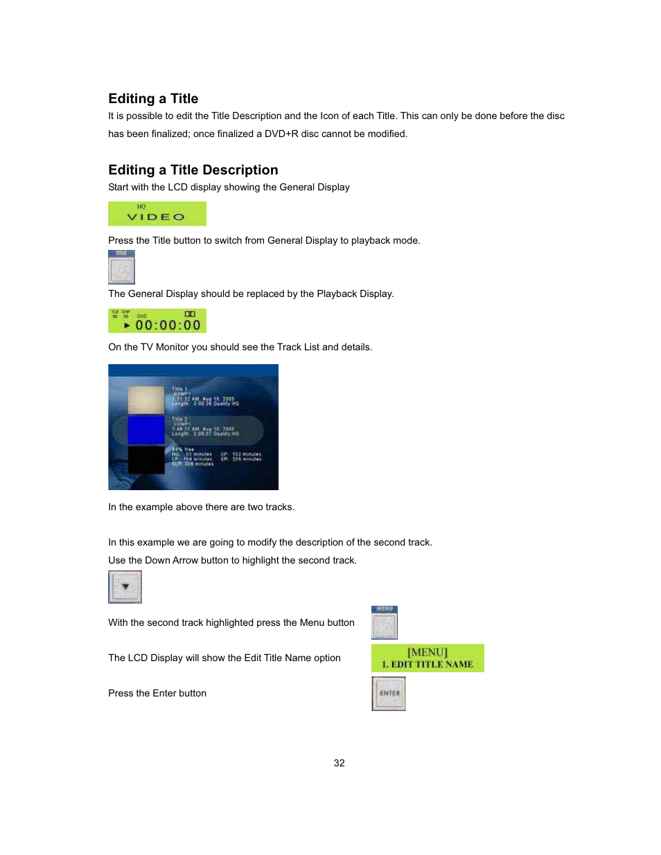 Editing a title, Editing a title description | Datavideo MP-6000 Mk2 User Manual | Page 33 / 49