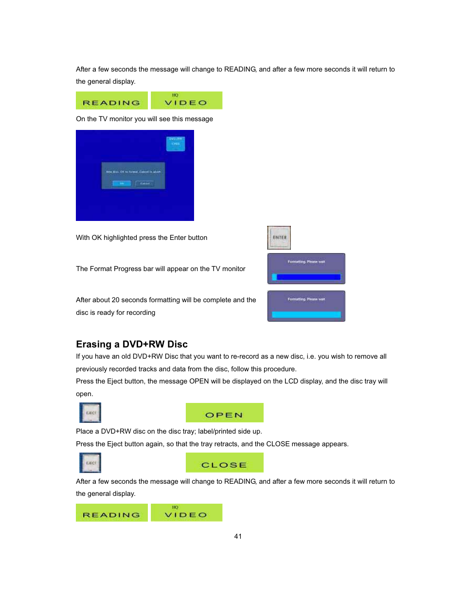 Erasing a dvd+rw disc | Datavideo MP-6000 Mk2 User Manual | Page 42 / 49