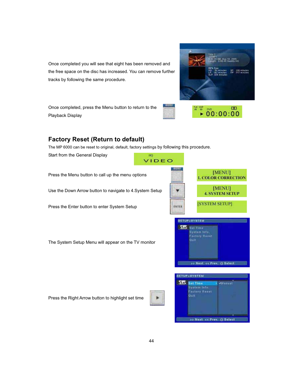 Factory reset (return to default) | Datavideo MP-6000 Mk2 User Manual | Page 45 / 49