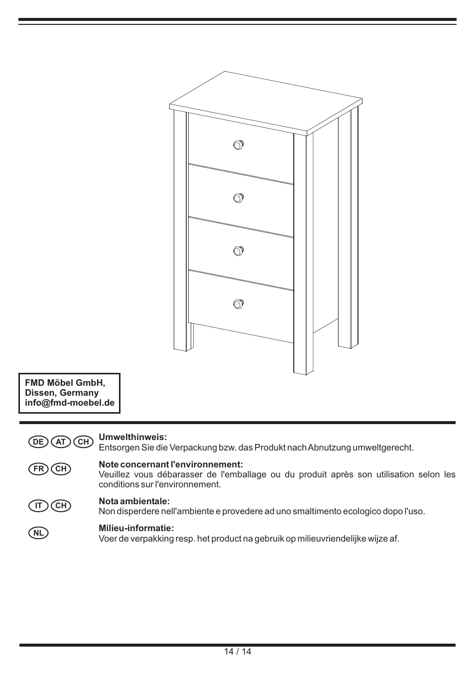 Livarno CHEST OF DRAWERS User Manual | Page 14 / 14