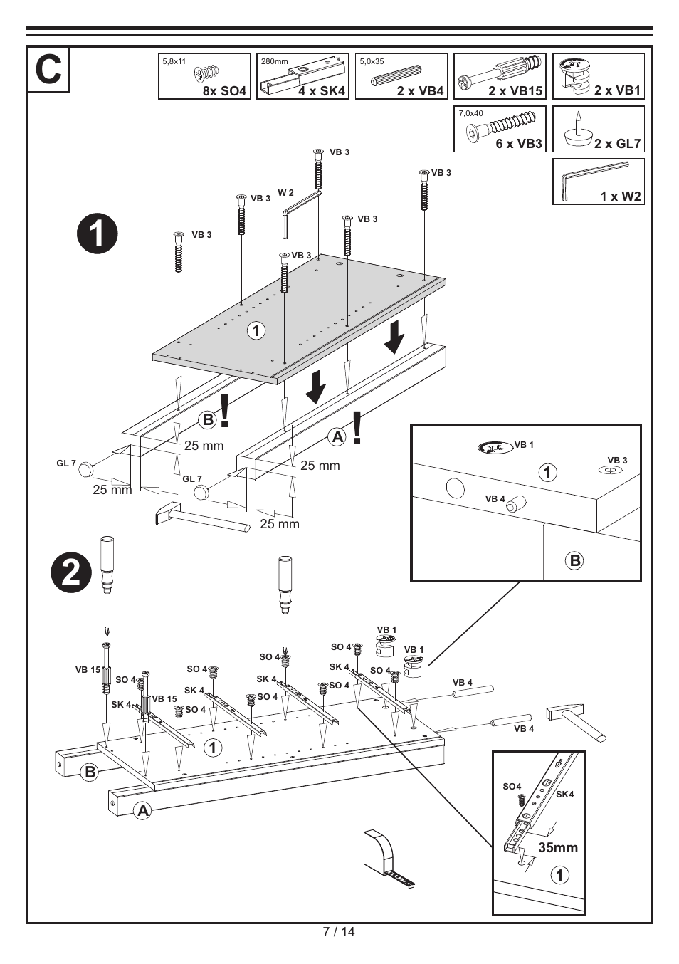 1a b 1 | Livarno CHEST OF DRAWERS User Manual | Page 7 / 14