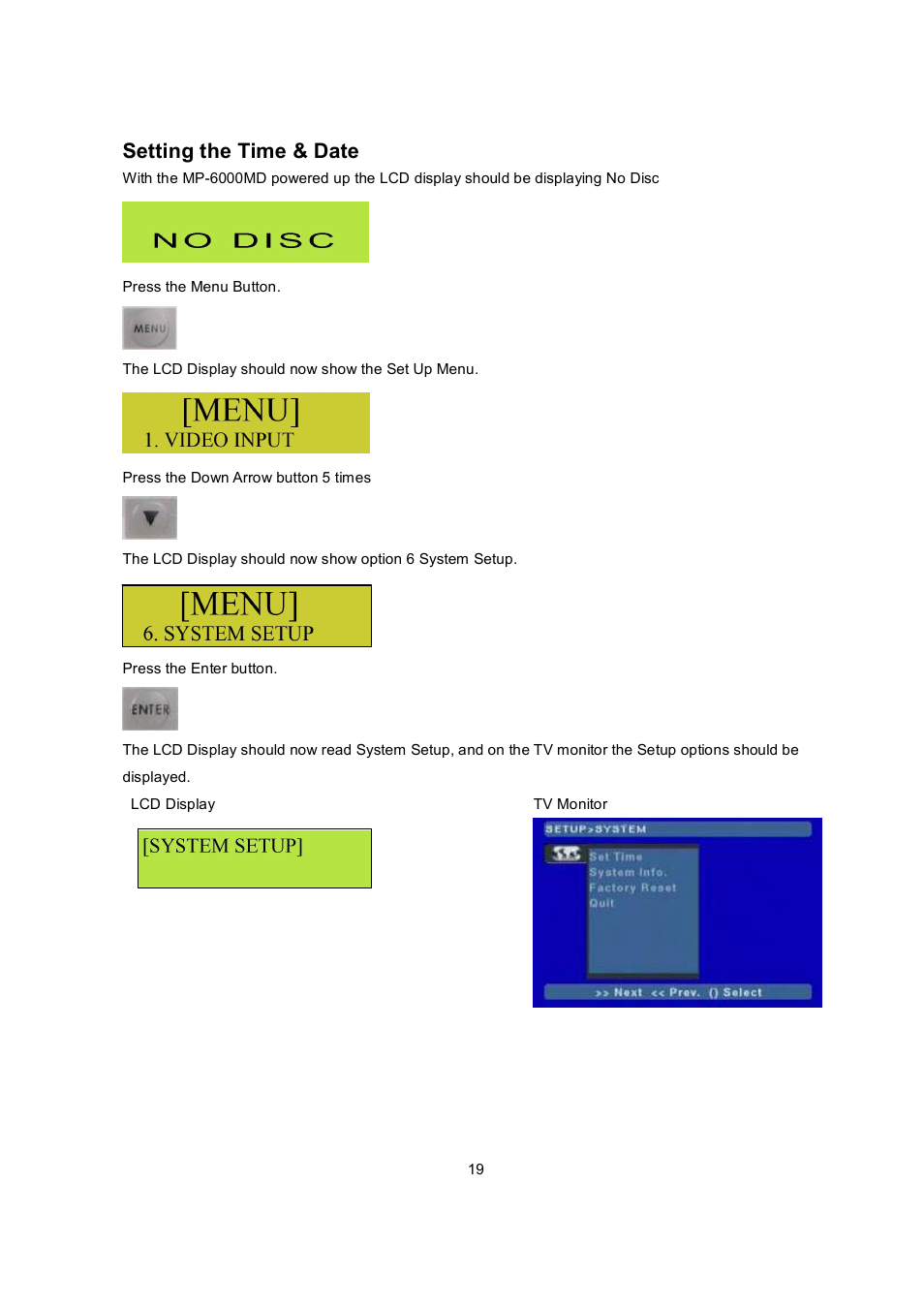 Setting the time & date | Datavideo MP6000MD User Manual | Page 20 / 49