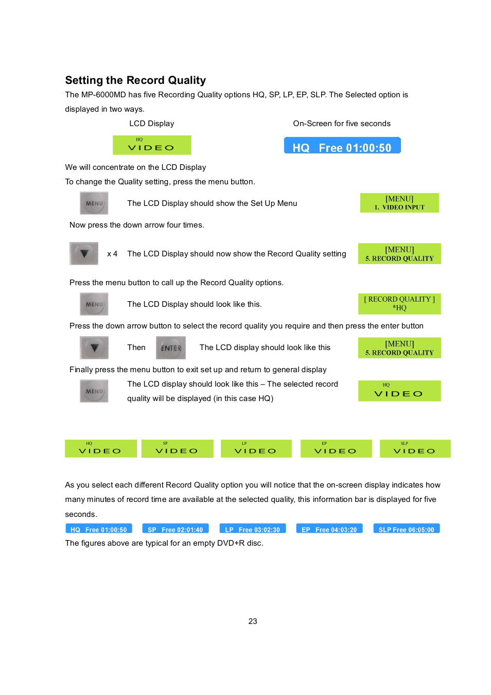 Setting the record quality | Datavideo MP6000MD User Manual | Page 24 / 49