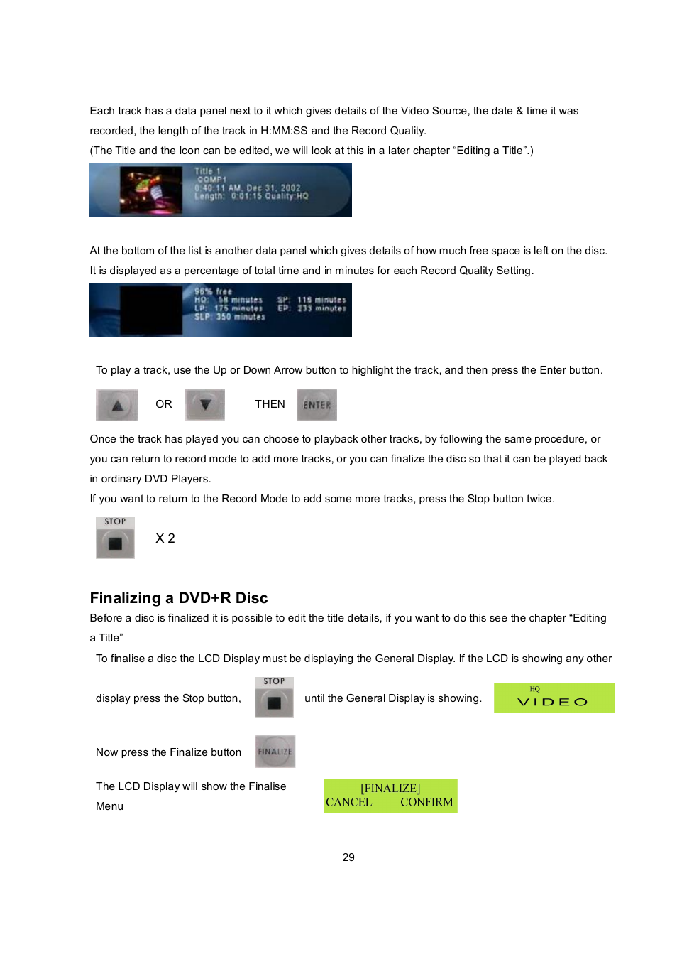 Finalizing a dvd+r disc | Datavideo MP6000MD User Manual | Page 30 / 49