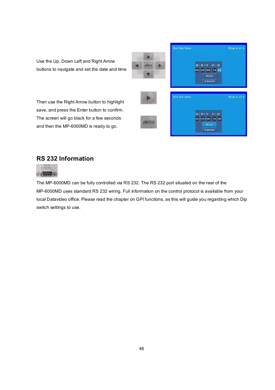 Rs 232 information | Datavideo MP6000MD User Manual | Page 47 / 49
