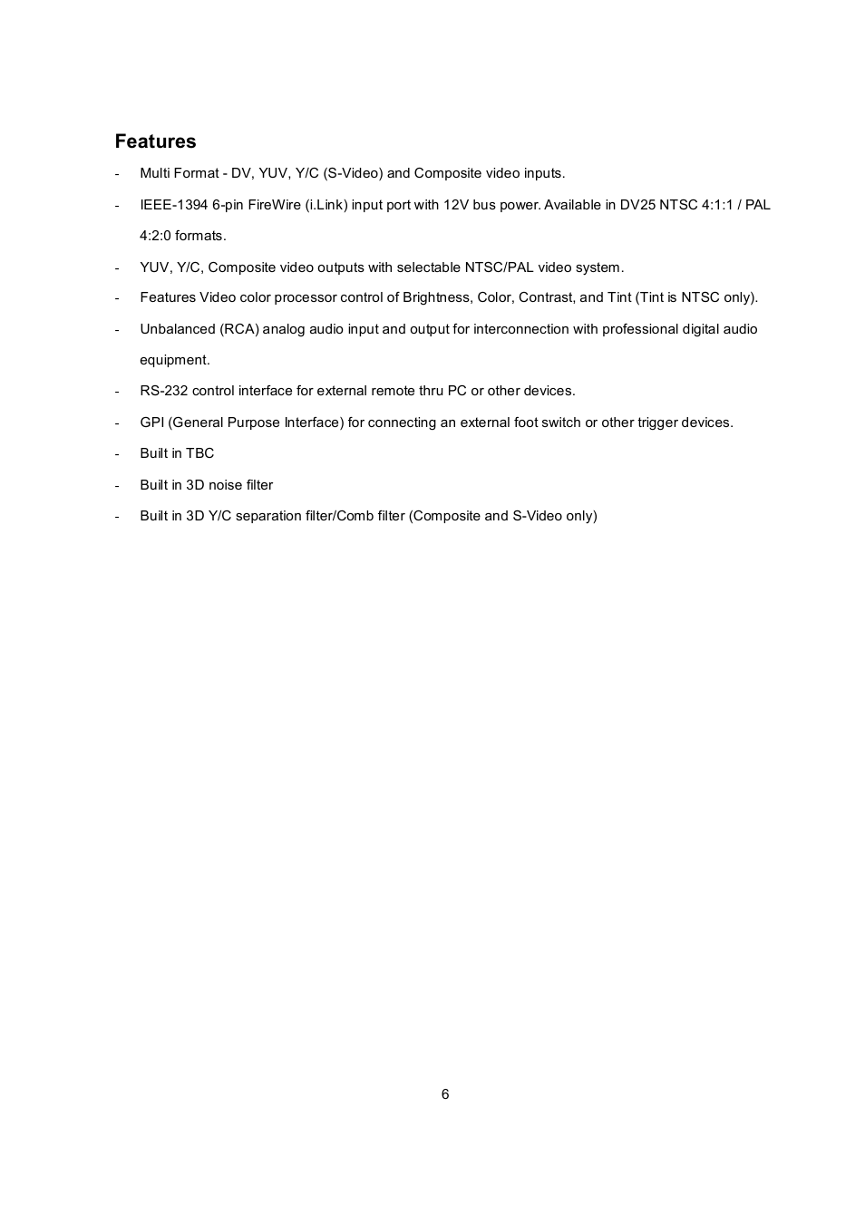 Features | Datavideo MP6000MD User Manual | Page 7 / 49