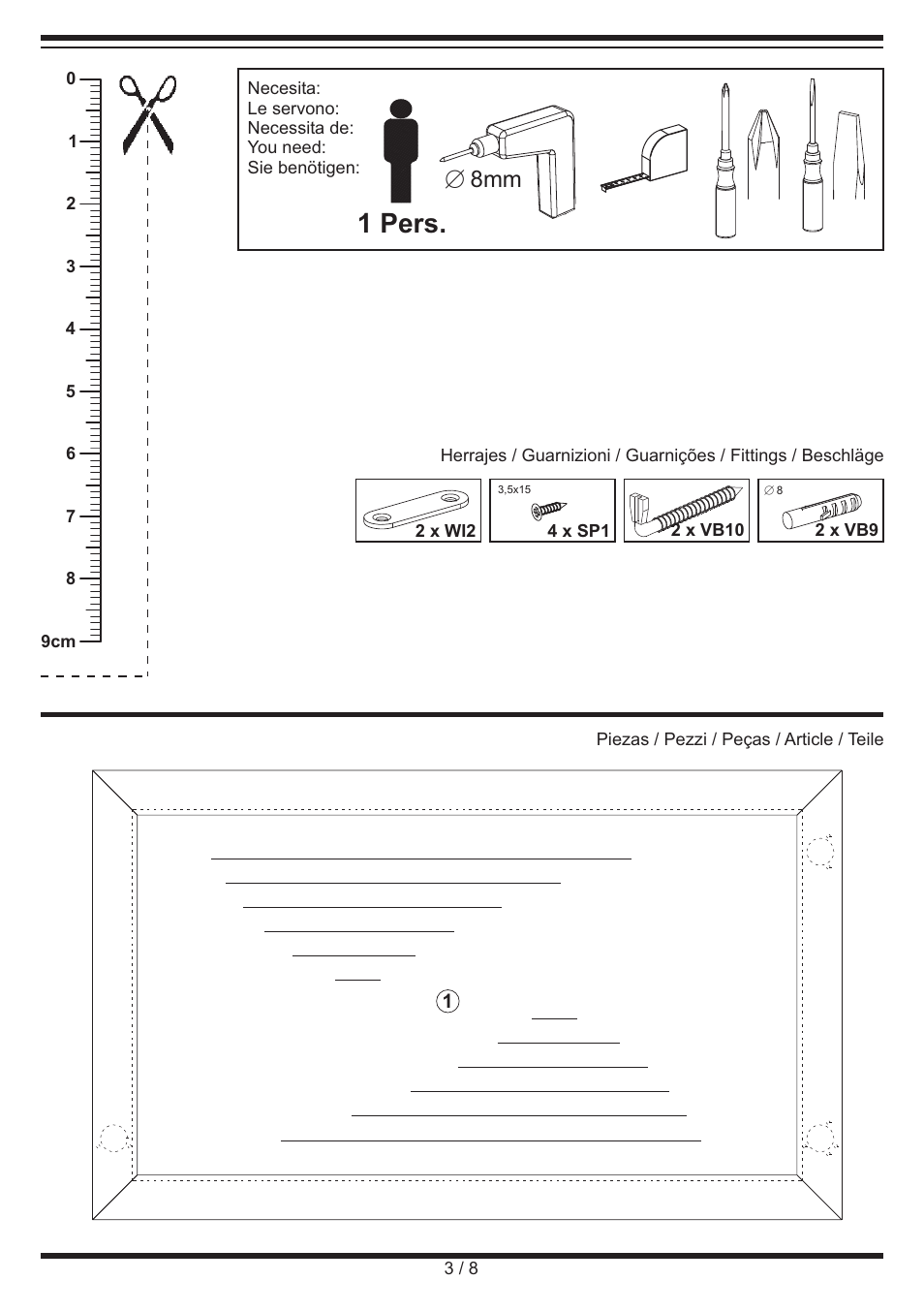 1 pers, E 8mm | Livarno WALL MIRROR User Manual | Page 3 / 8