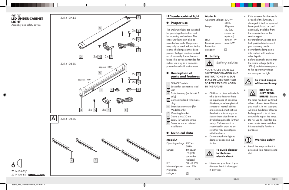 Livarno Z31410A-BS/ Z31410B -BS User Manual | 2 pages