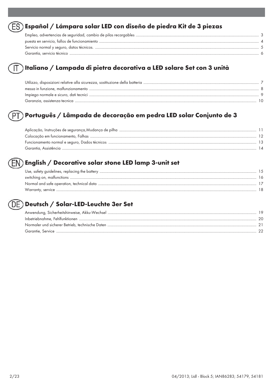 Deutsch / solar-led-leuchte 3er set | Livarno 54179 User Manual | Page 3 / 26