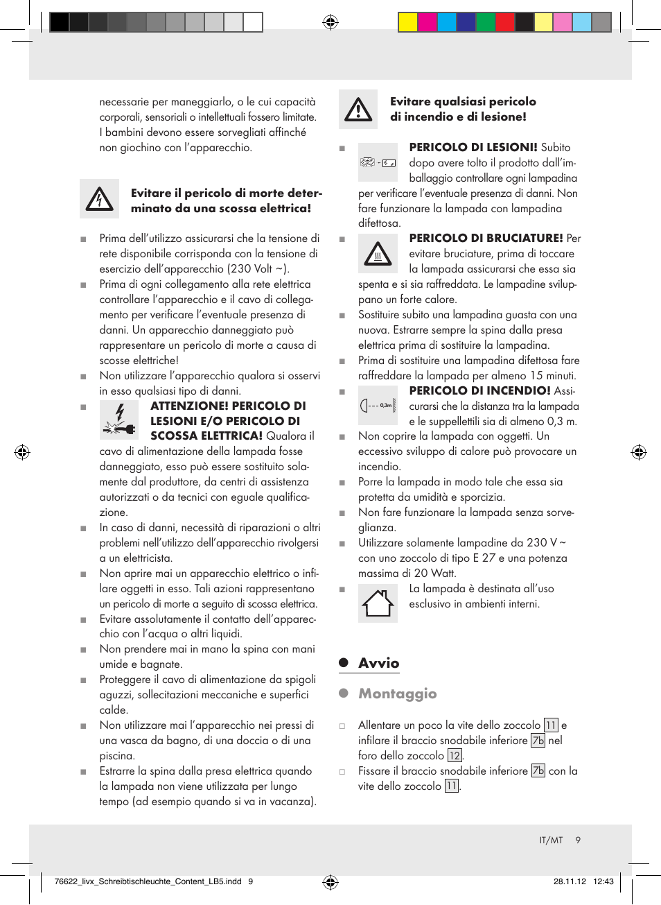 Avvio, Montaggio | Livarno Z31317A-BS / Z31317B-BS / Z31317C-BS User Manual | Page 9 / 24