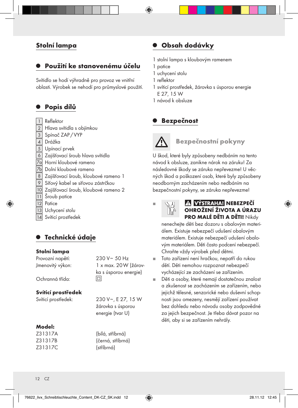 Livarno Z31317A-BS / Z31317B-BS / Z31317C-BS User Manual | Page 12 / 24