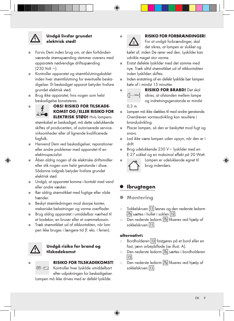 Ibrugtagen, Montering | Livarno Z31317A-BS / Z31317B-BS / Z31317C-BS User Manual | Page 9 / 24