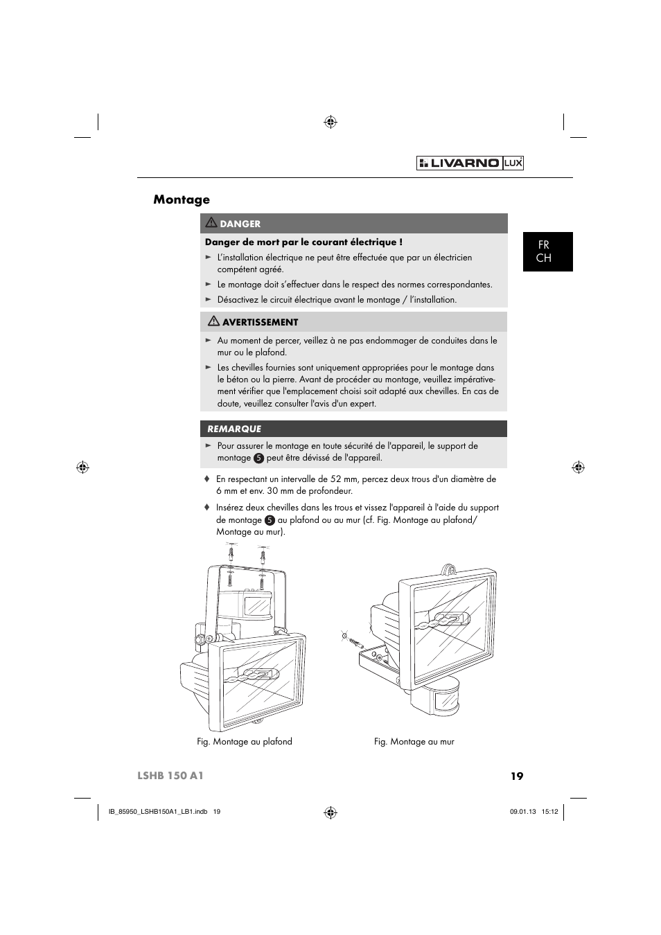 Montage, Fr ch | Livarno LSHB 150 A1 User Manual | Page 22 / 64