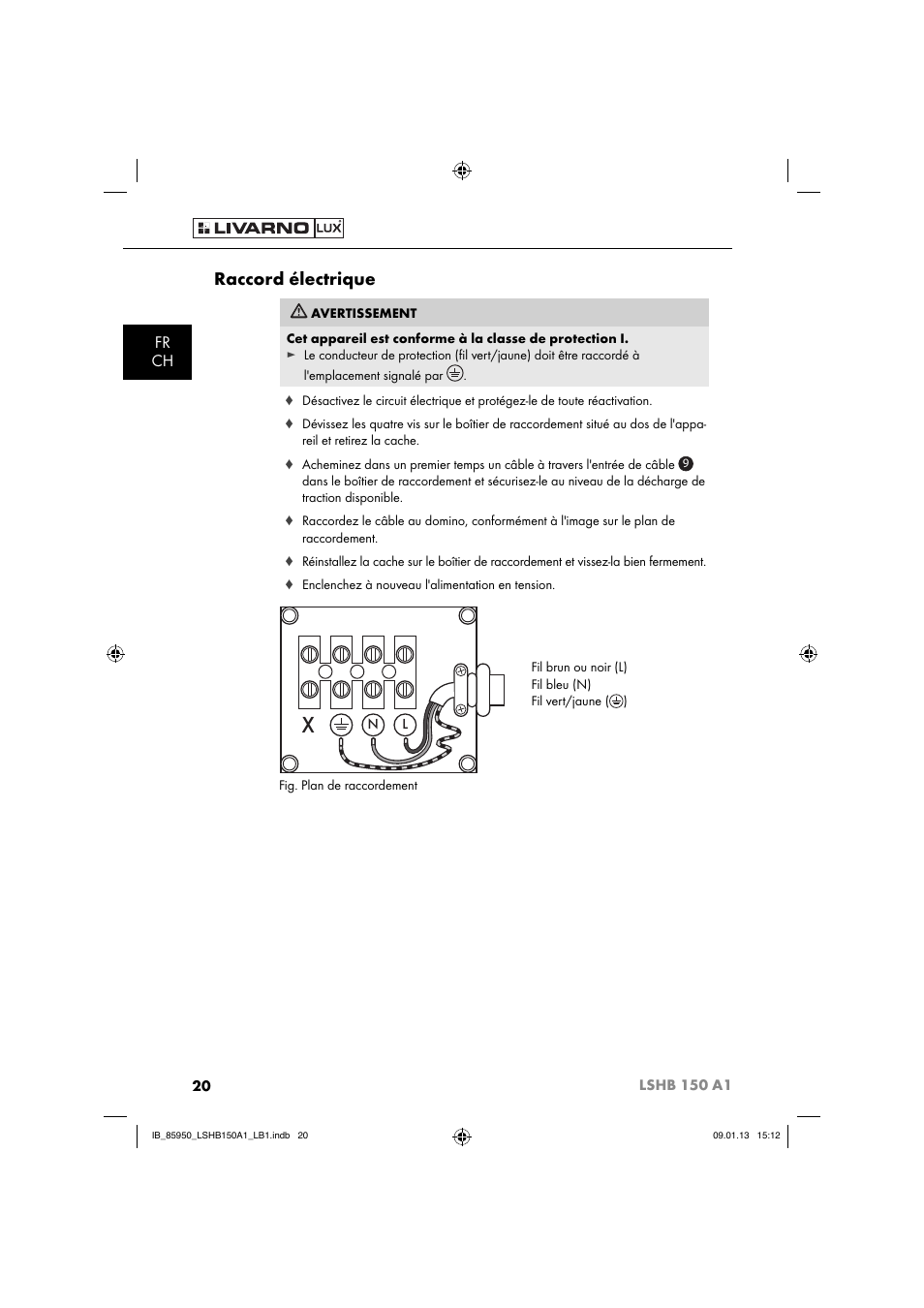 Raccord électrique, Fr ch | Livarno LSHB 150 A1 User Manual | Page 23 / 64