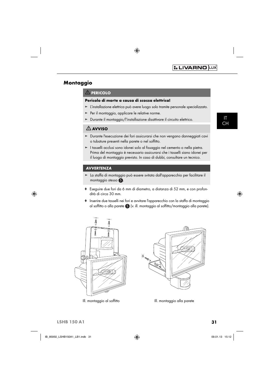 Montaggio, It ch | Livarno LSHB 150 A1 User Manual | Page 34 / 64