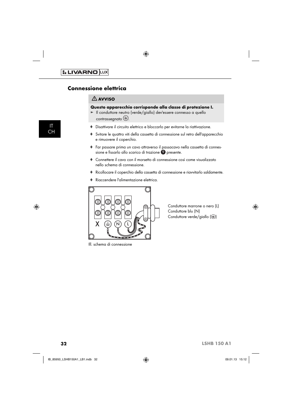 Connessione elettrica, It ch | Livarno LSHB 150 A1 User Manual | Page 35 / 64