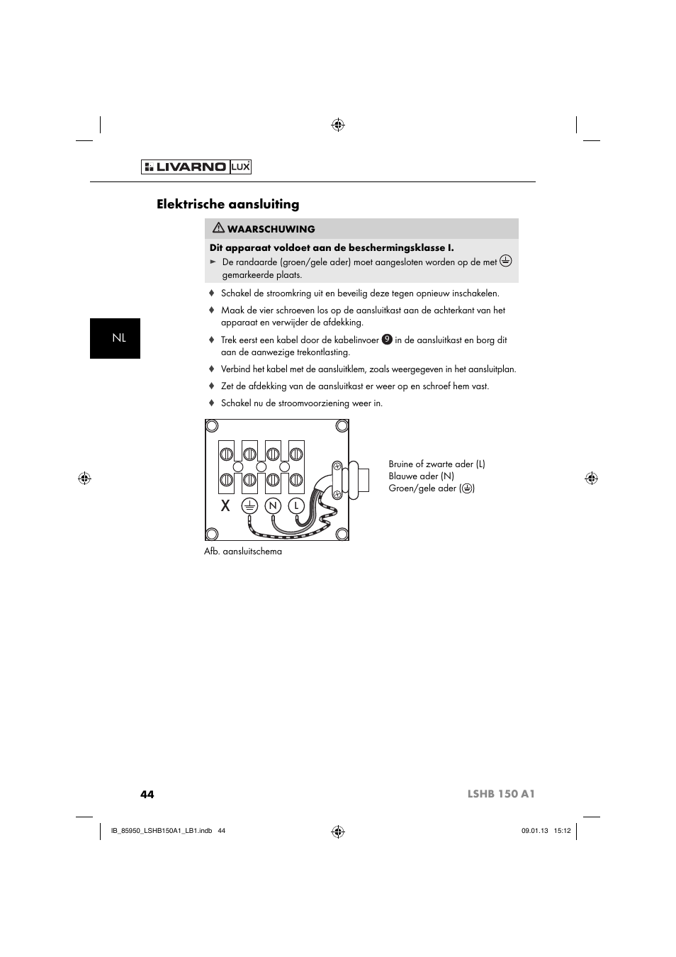 Elektrische aansluiting | Livarno LSHB 150 A1 User Manual | Page 47 / 64