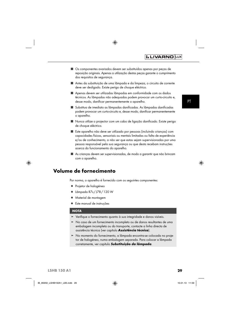 Volume de fornecimento | Livarno LSHB 150 A1 User Manual | Page 32 / 64