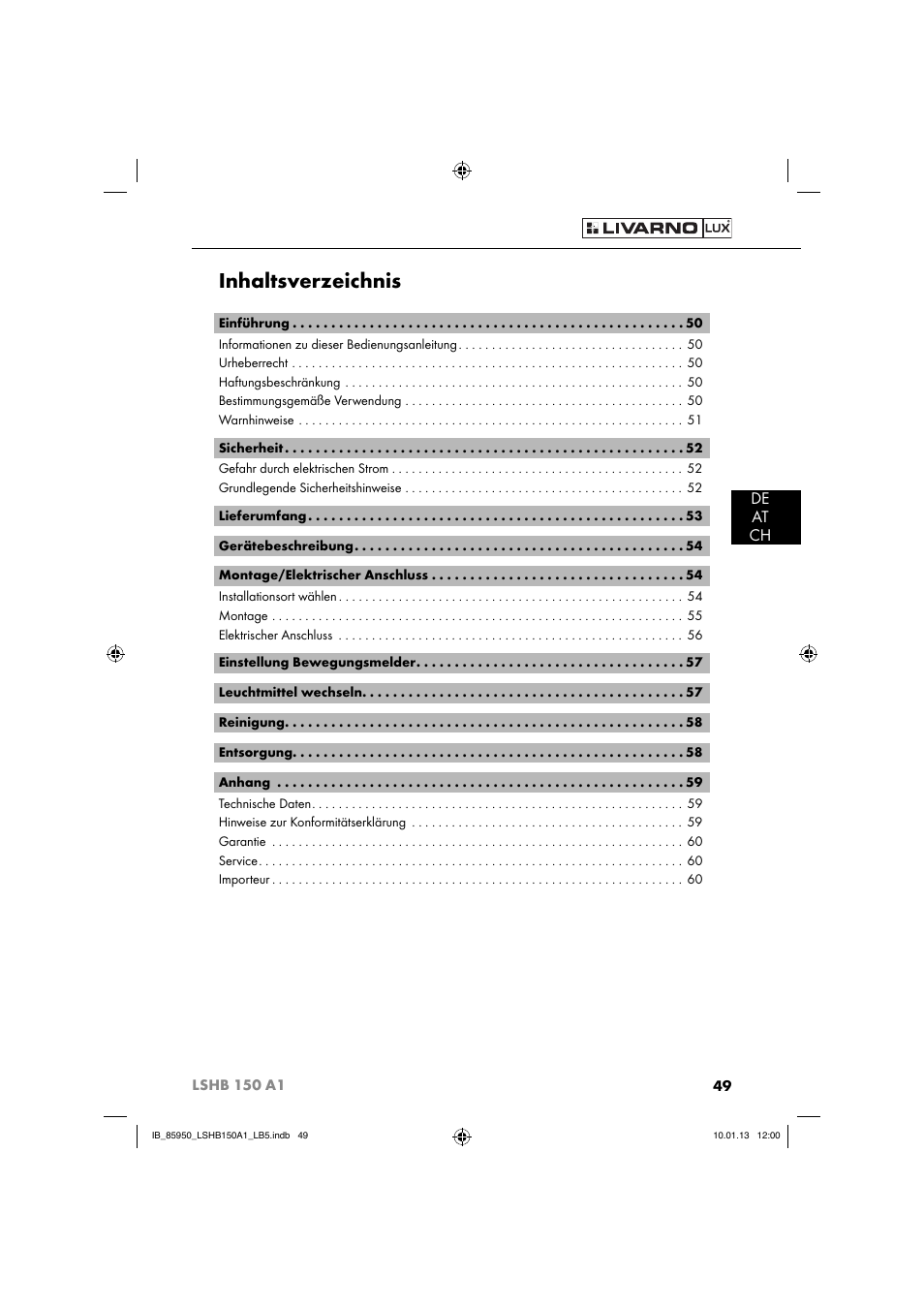 Livarno LSHB 150 A1 User Manual | Page 52 / 64