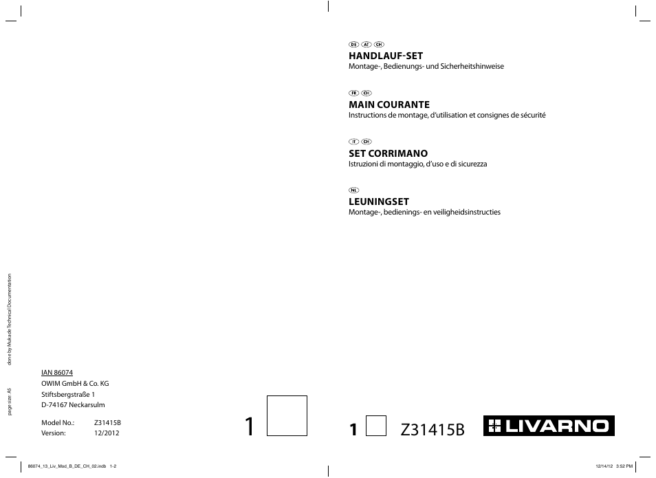 Livarno Z31415B User Manual | 7 pages