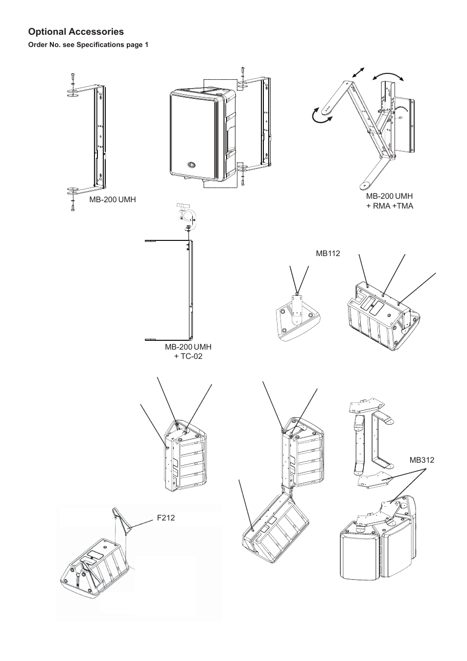 Optional accessories, Mb-200 umh, Mb-200 umh + rma +tma | Dynacord D12 User Manual | Page 5 / 6
