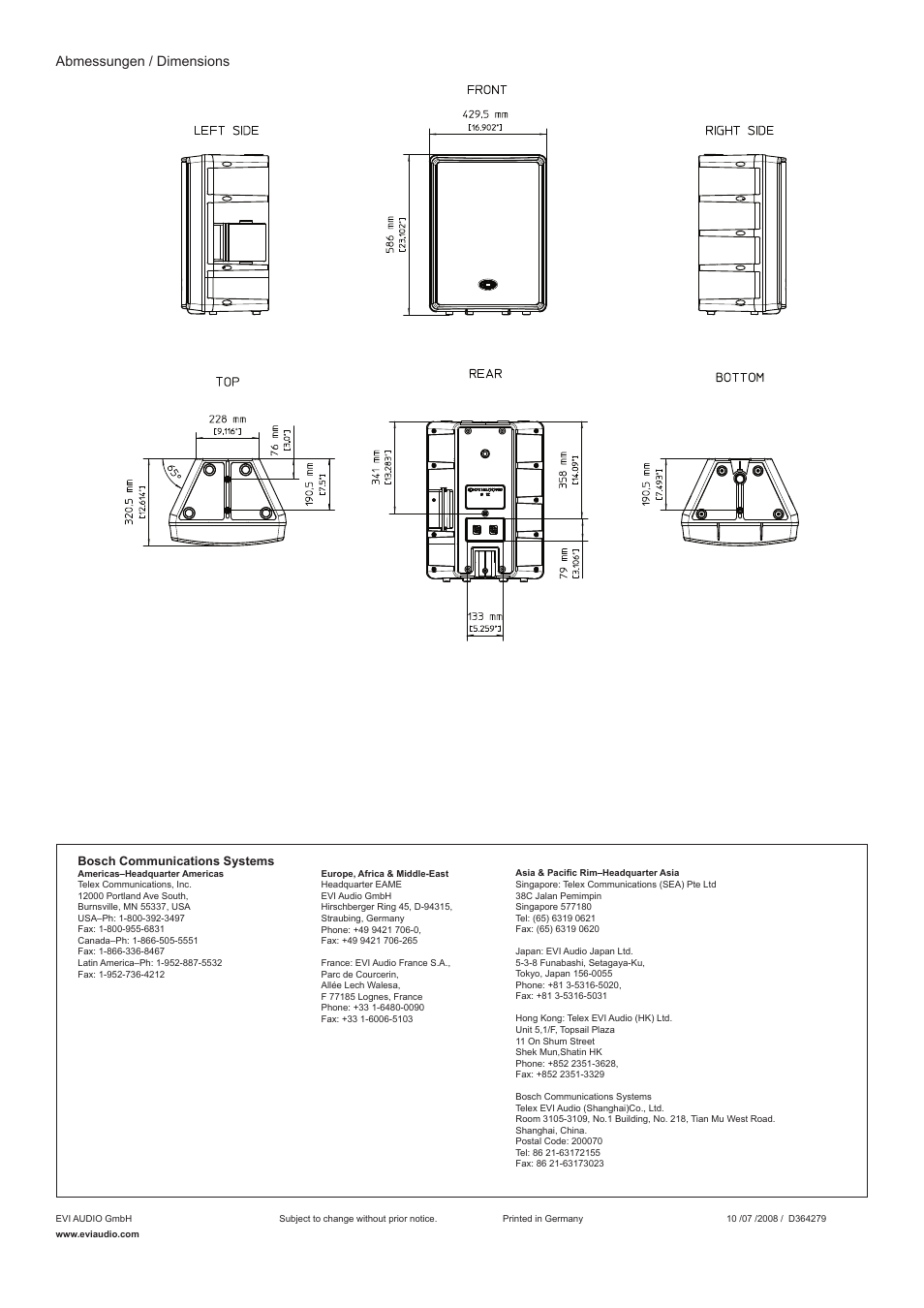 Abmessungen / dimensions | Dynacord D12 User Manual | Page 6 / 6